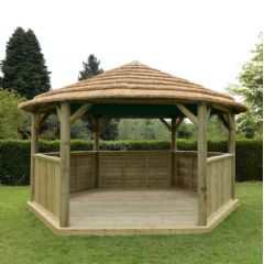 Forest Garden 4.7m Hexagonal Wooden Garden Gazebo with Thatched Roof - Roof Lining