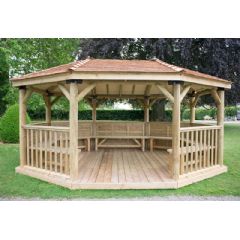 Forest Garden 5.1m Oval Wooden Gazebo with Cedar Roof