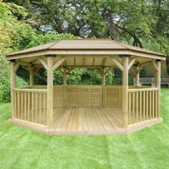 Forest Garden 5.1m Oval Wooden Gazebo with Timber Roof