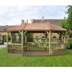 Forest Garden 6m Oval Wooden Gazebo with Cedar Roof