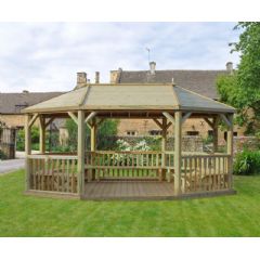 Forest Garden 6m Oval Wooden Gazebo with Timber Roof