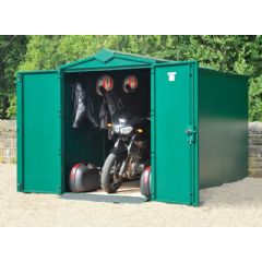 Asgard Motorbike Plus Secure Metal Apex Garage - Green - W5ft x D11ft