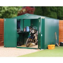 Asgard Motorbike Gladiator Metal Apex Garage - Green - W7ft x D9ft