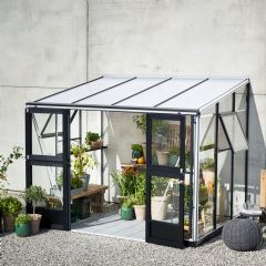 Juliana Lean-To Greenhouse - Aluminium and Black - Toughened Glass