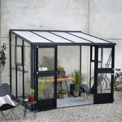 Juliana Lean-To Greenhouse - Anthracite and Black - Toughened Glass