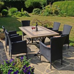 Europa Leisure Charleston Stockholm 6 Seater Dining Set - Black Chairs