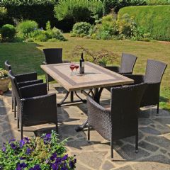 Europa Leisure Charleston Stockholm 6 Seater Dining Set - Brown Chairs