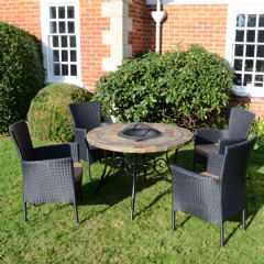 Europa Leisure Colorado Stockholm 4 Seater Fire Pit Set - Black Chairs