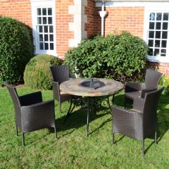 Europa Leisure Colorado Stockholm 4 Seater Fire Pit Set - Brown Chairs