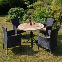 Byron Manor Langley Stockholm 4 Seater Dining Set - Black Chairs