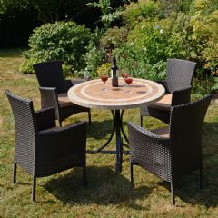 Byron Manor Langley Stockholm 4 Seater Dining Set - Brown Chairs