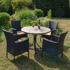 Byron Manor Monterey Stockholm 4 Seater Dining Set - Black Chairs