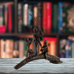 Elur Boys on Log Iron Figurine