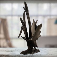 Elur Bird in Reeds Iron Figurine