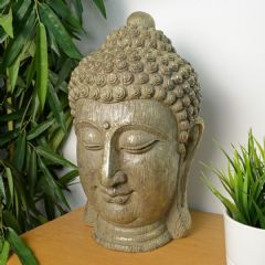 Elur Buddah Head Carved Wood Effect Ornament