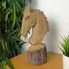 Elur Horse Head Carved Wood Effect Ornament