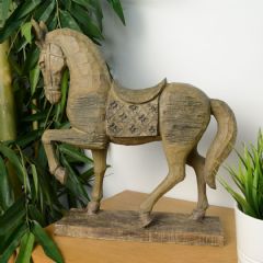 Elur Horse Head Carved Wood Effect Ornament