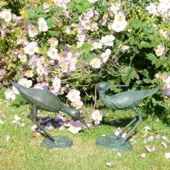 Europa Leisure Pair Of Sandpipers Statue - Dark Verdigris