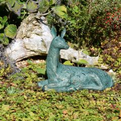 Solstice Sculptures Lying Deer - 30cm - Gold Verdigris