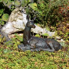 Europa Leisure Lying Deer Statue - 28cm - Dark Verdigris