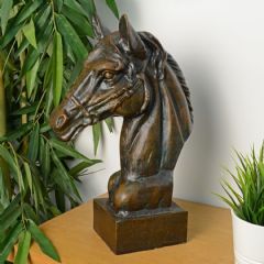 Solstice Sculptures Horse Head - 41cm - Dark Verdigris