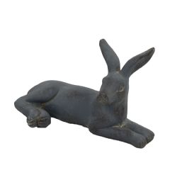Solstice Sculptures Lying Hare - 24cm - Blue Iron Effect