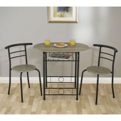 Greenhurst Compact Two Seat Indoor Dining Set in Grey and Black