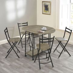 Greenhurst Four Seat Stowaway Indoor Dining Set in Grey and Black