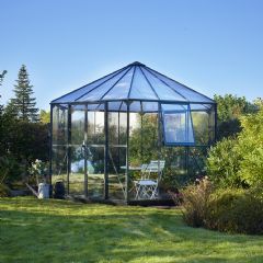 Halls Atrium Hexagonal Greenhouse - Green - W12ft x D12ft