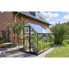 Halls Qube Greenhouse - Black - W6ft x D10ft - Toughened Glass