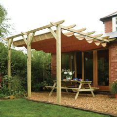 Rowlinson Sienna Wall Mounted Canopy Pergola - W390cm x D333cm