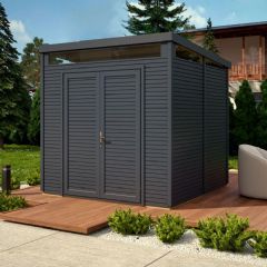 Rowlinson Pent Security Shed - Anthracite - W8ft x D8ft