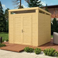 Rowlinson Pent Security Shed - Natural - W8ft x D8ft