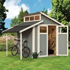 Rowlinson Skylight Shed with Lean-To - Light Grey - W7ft x D7ft