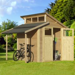 Rowlinson Skylight Shed with Lean-To - Natural - W7ft x D7ft
