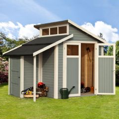 Rowlinson Skylight Shed with Store - Light Grey - W10ft x D7ft