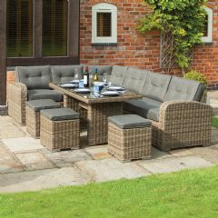 Rowlinson Thornbury Corner 6 Seater Dining Set - Natural Weave