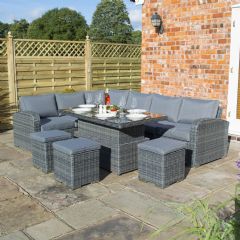 Rowlinson Thornbury Corner 6 Seater Dining Set - Grey Weave