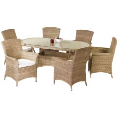 Cozy Bay Panama 6 Seater Oval Rattan Dining Set - Four Seasons
