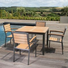 Cozy Bay Syn-Teak 4 Seater Large Dining Set - Teak