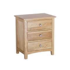 Oseasons Oak Bedside Table with 3 Drawers - Light Oak
