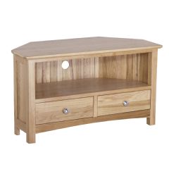 Oseasons Oak Corner TV Unit with 2 Drawers - Light Oak