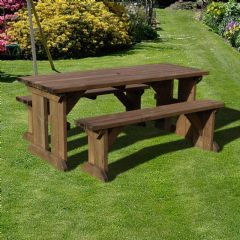 Rutland County Tinwell Picnic Table and Bench Set - Rustic Brown