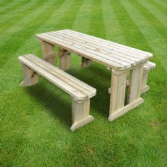 Rutland County Tinwell Rounded Picnic Table and Bench Set - Light Green
