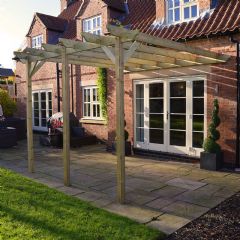 Rutland County Standard Lean To 3 Post Pergola - Light Green