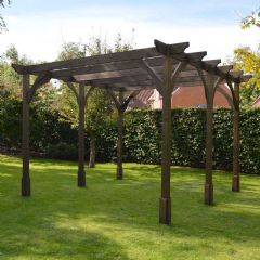 Rutland County Premium 6 Post Pergola - Rustic Brown