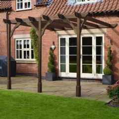 Rutland County Premium Lean To 3 Post Pergola - Rustic Brown