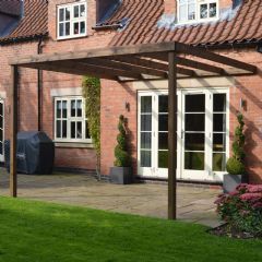 Rutland County Lean To Box Pergola - Rustic Brown