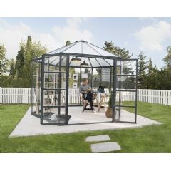 Palram Oasis Hexagonal Greenhouse - Anthracite - W12ft x D12ft - Polycarbonate Glazing