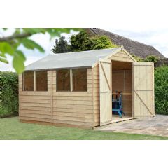 Forest Garden Pressure Treated Overlap Apex Shed - W10ft x D10ft